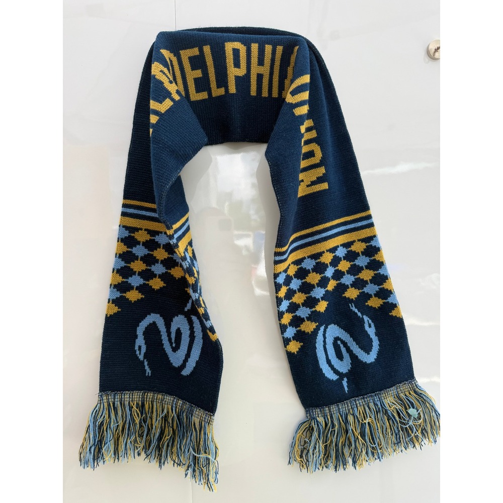 Philadelphia Union MLS Soccer Scarf Navy Gold Knit Snake Logo Fringe Fan Gear